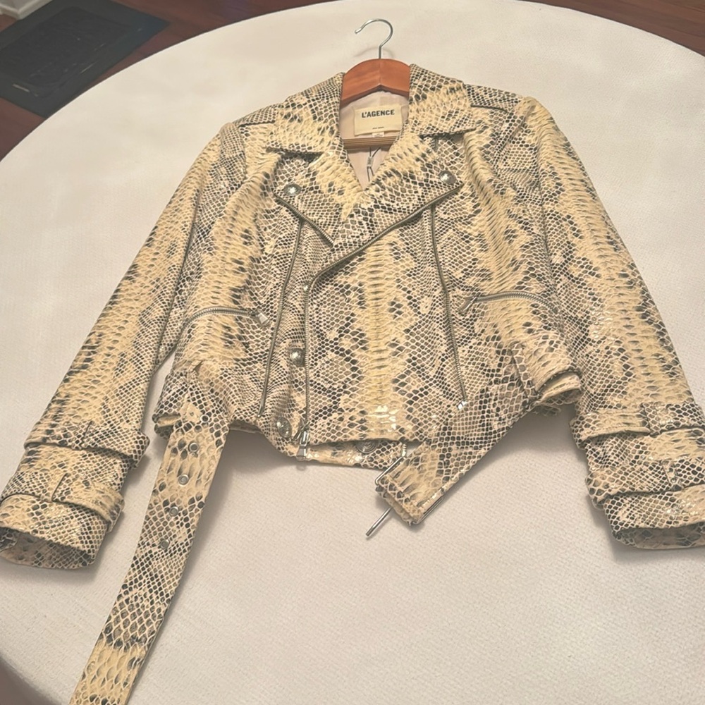 NEW L’AGENCE leather snake biker jacket!!!